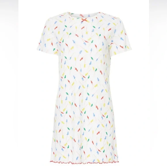 Rachel Antonoff Fitz White T-shirt Dress with Multicolor Pattern - Picture 2 of 5